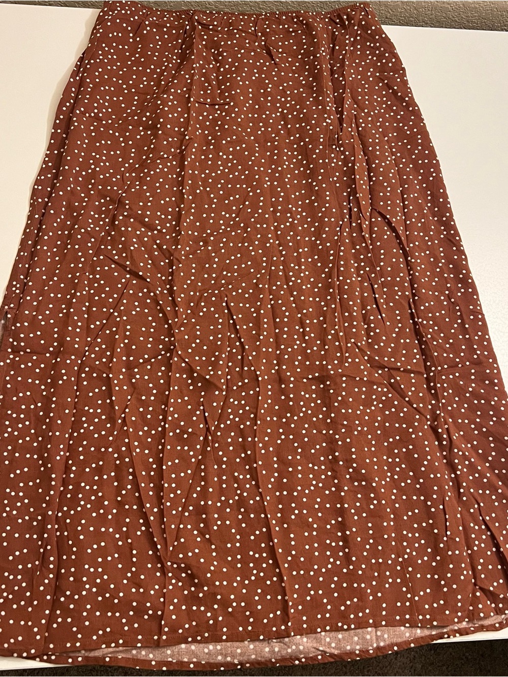 SO Rust Polka Dot Maxi Skirt